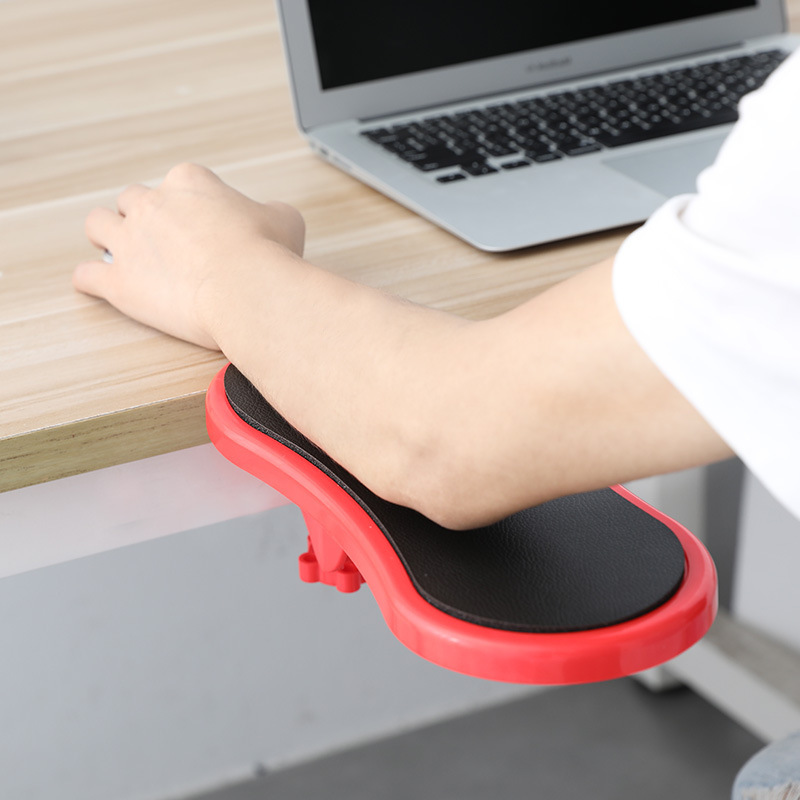 Supplier product image of a clamp-on desk arm support; clamp fit and load limit unconfirmed